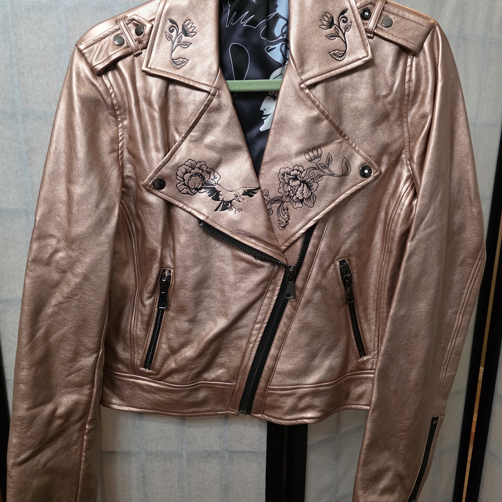 Disney Sleeping Beauty Metallic Rose Gold Embroidered Women's Jacket